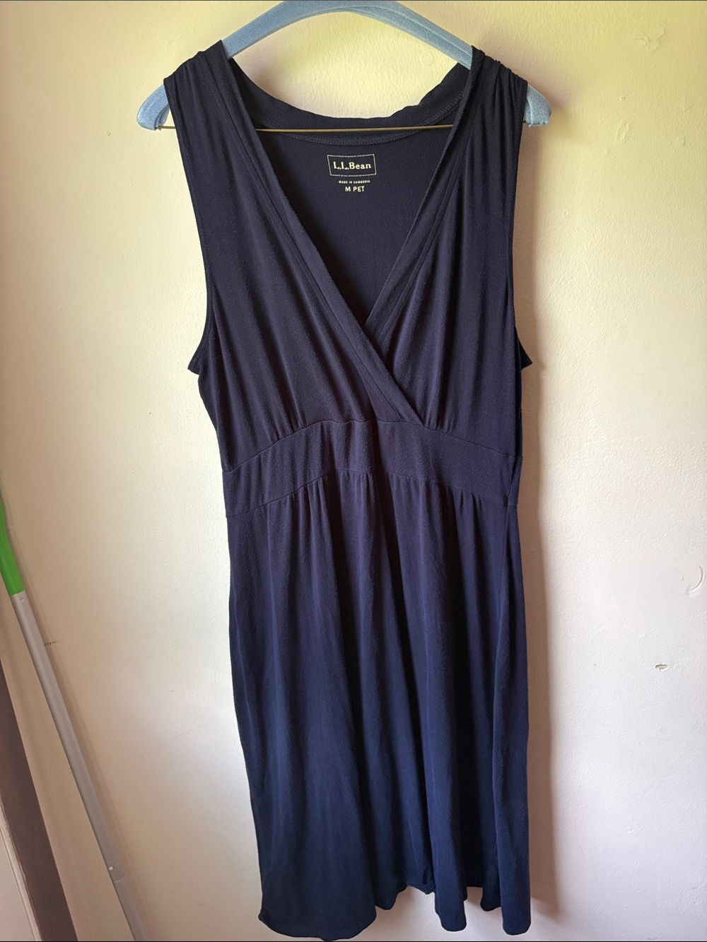 L.L. Bean Navy Sleeveless Wrap-Front Midi Dress